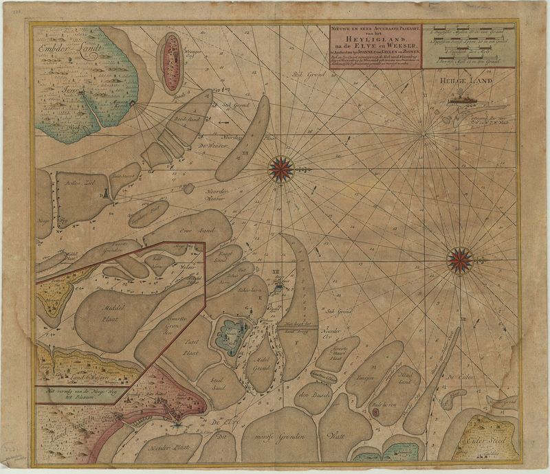 Seekarte Elb- Wesermündung- Helgoland um das Jahr 1720 von Johannes van Keulen