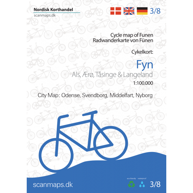 Fünen, Alsen, Ärö, Taasinge, Langeland  - Fahrradkarte 1:100.000