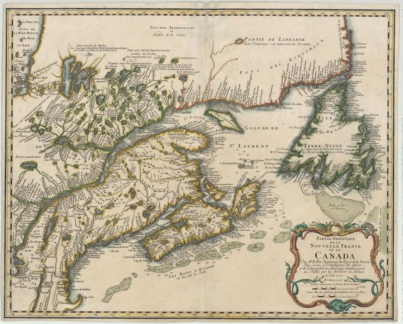 3005   Homann Erben: Partie Orientale de la Nouvelle France ou du Canada. 1755