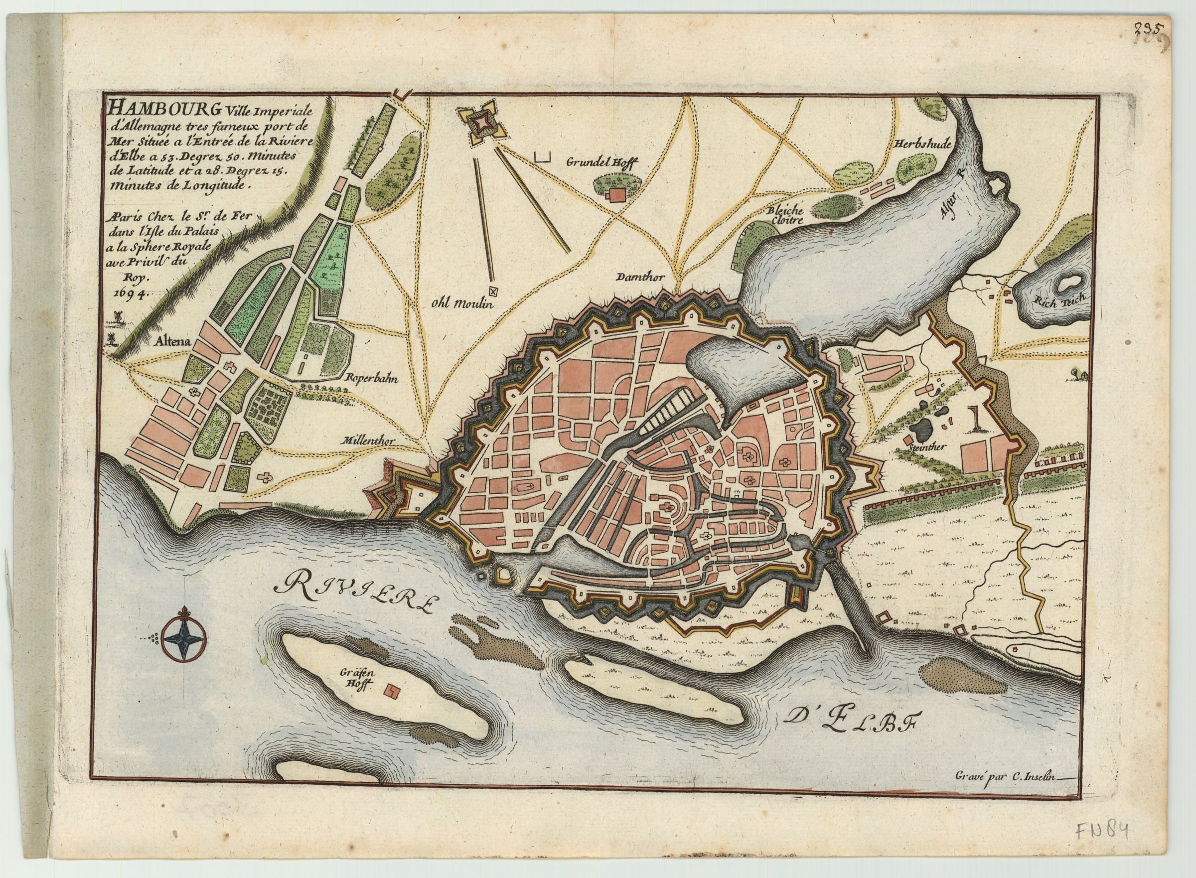 Hamburg in der Zeit um 1696 von Nicolas de Fer