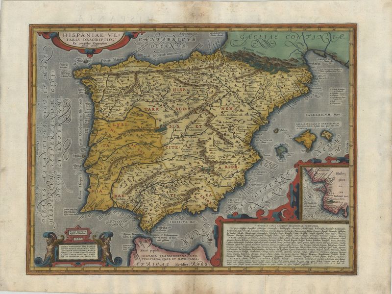R3025   Ortelius, Abraham: Hispaniae Veteris Descriptio.  Ex conatibus geographicis Abrah. Ortelij.   1590