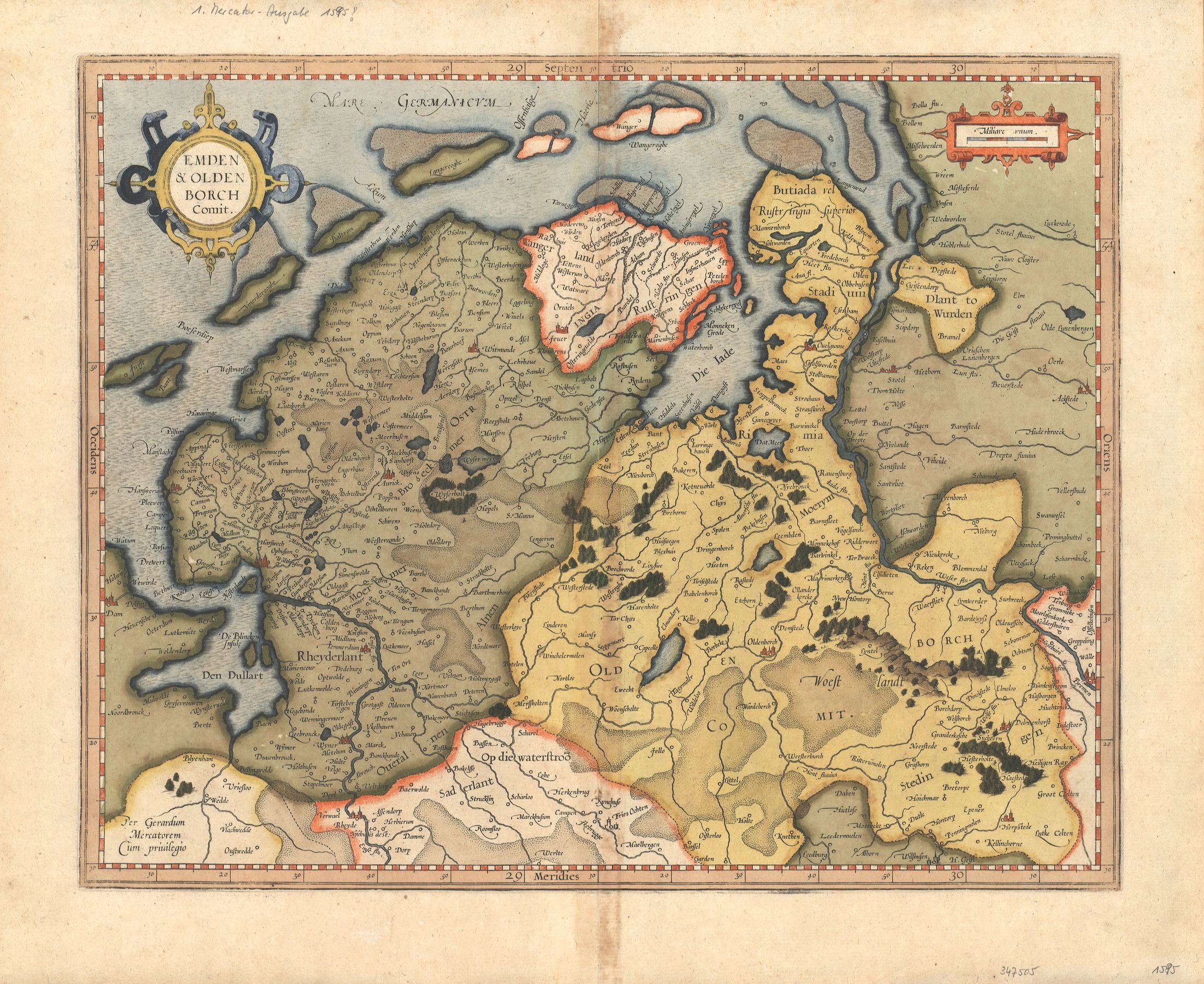 Ostfriesland im Jahr 1585 von Gerard Mercator