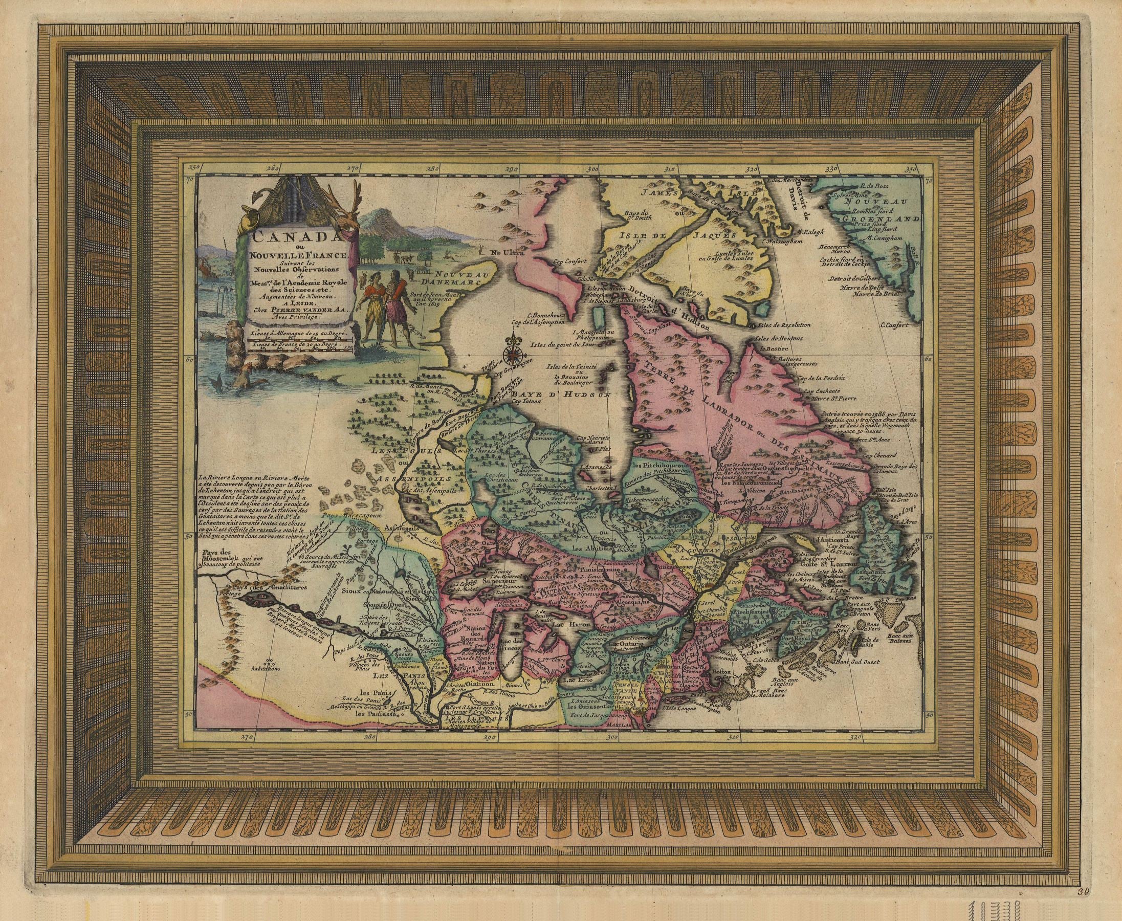 R3067  Aa, Pieter van der: Canada ou Nouvelle France. Suivant les Nouvelles Observations de Messrs. de l´Academie Royale des Sciences, etc. 1729