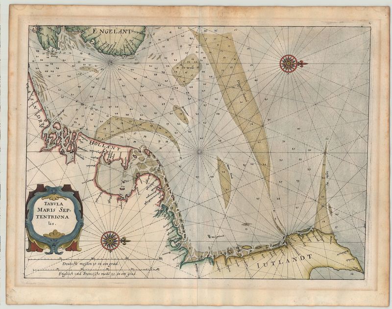 Seekarte der Nordsee im Jahr 1641 von Mattheus Merian