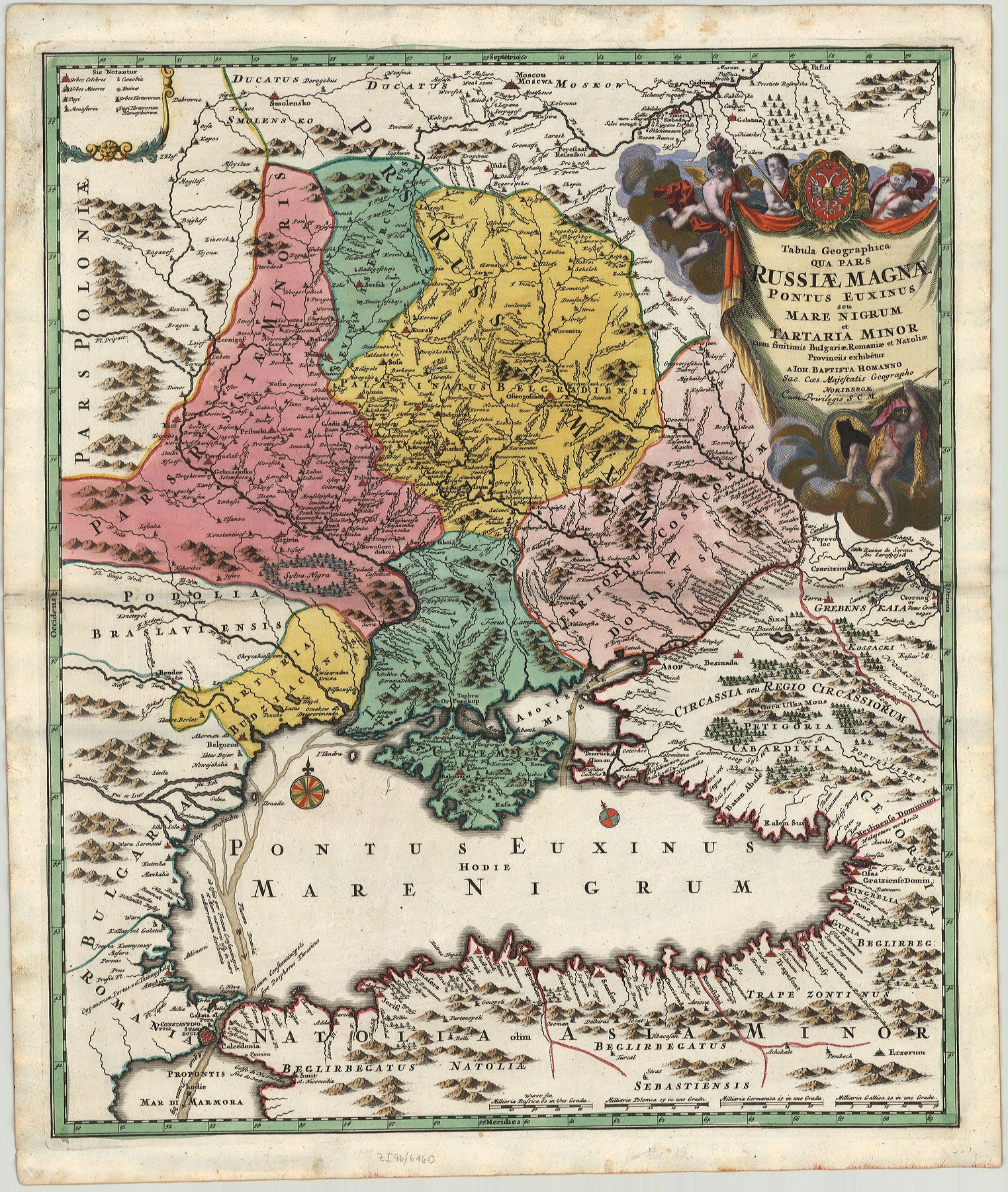 R3099  Homann, Johann Baptist: Tabula Geographica qua Pars Russiae Magnae Pontus Euxinus seu Mare Nigrum et Tartaria Minor… 1730