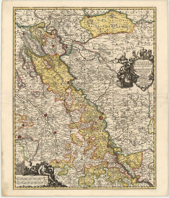 R3113   Schenk, Petrus / Visscher, Nicolaus: Regionum Coloniense electoratu et Archiepiscopatu subditarum peraccurata Tabula.   1720