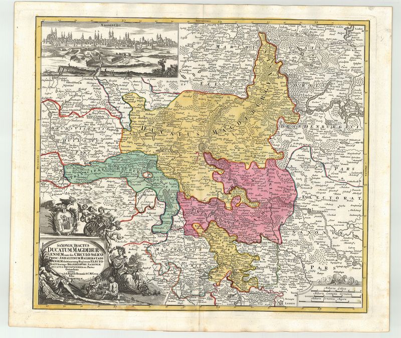 Sachsen-Anhalt in der Zeit um 1720 von Johann Baptist Homann