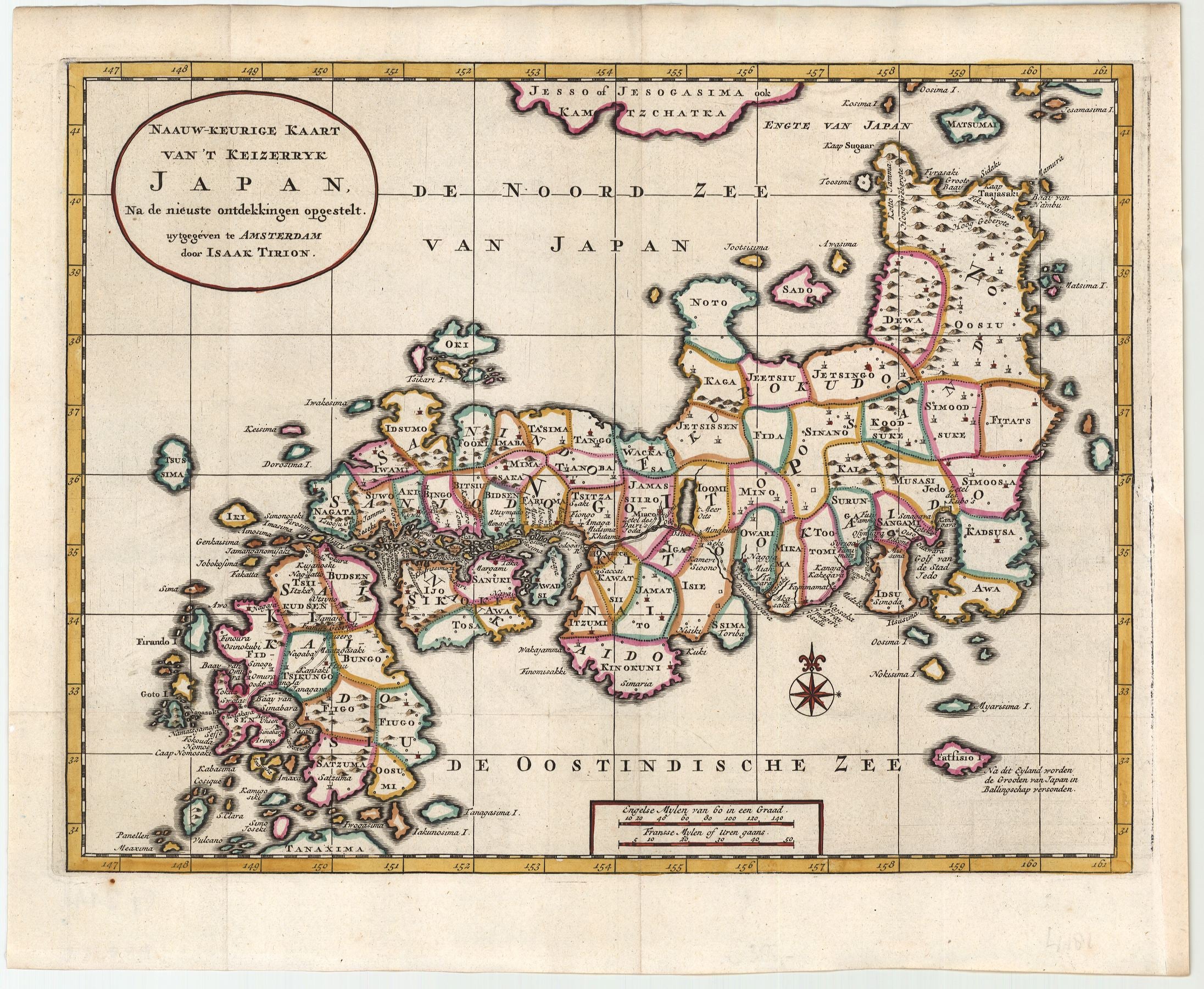 R3144  Tirion, Isaac: Naauw-Keurige Kaart van ´t Keizerryk Japan, Na de nieuste ontdekkingen opgestelt. 1728