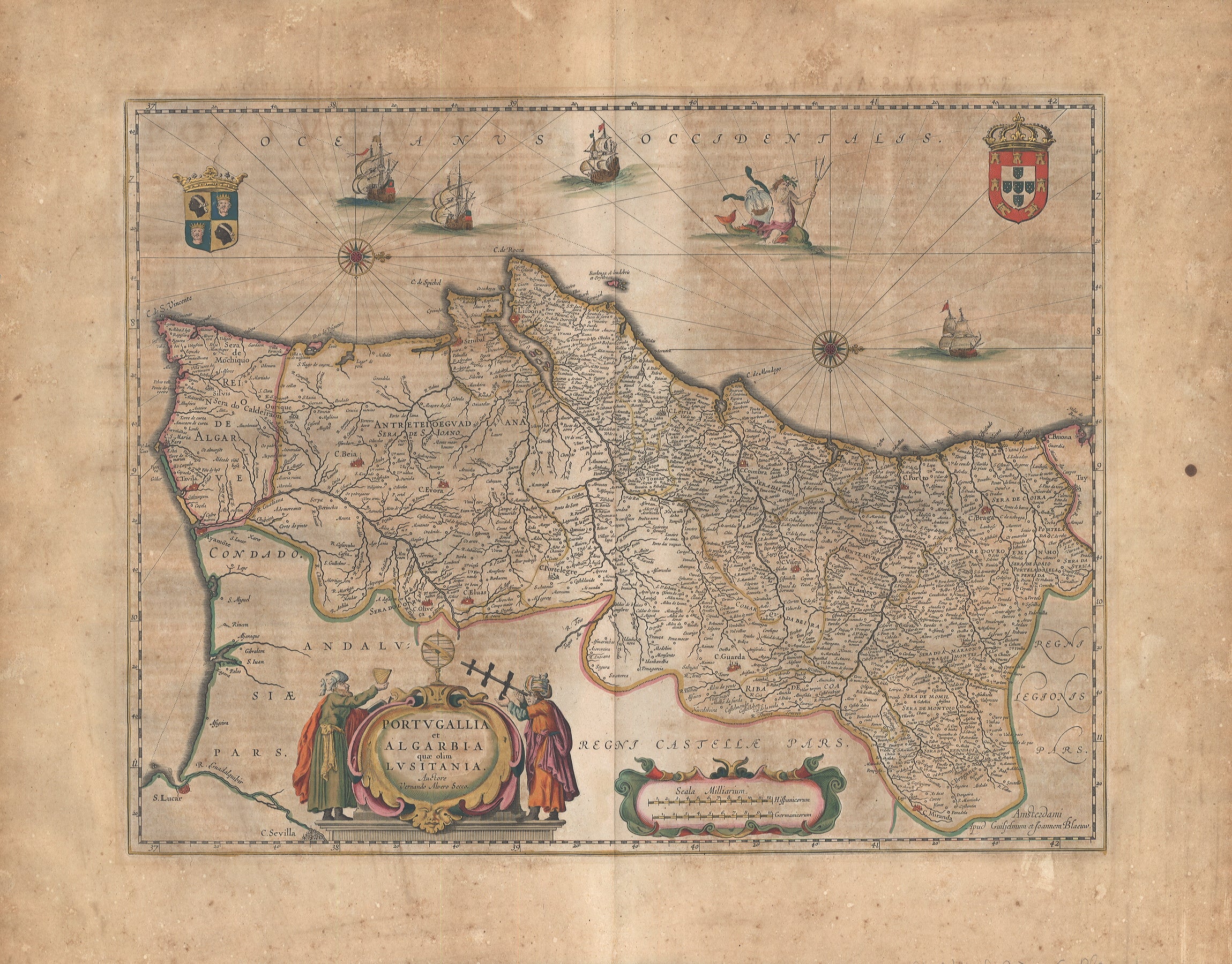 R3160  Blaeu: Portugallia et Algarbia que olim Lusitania 1634