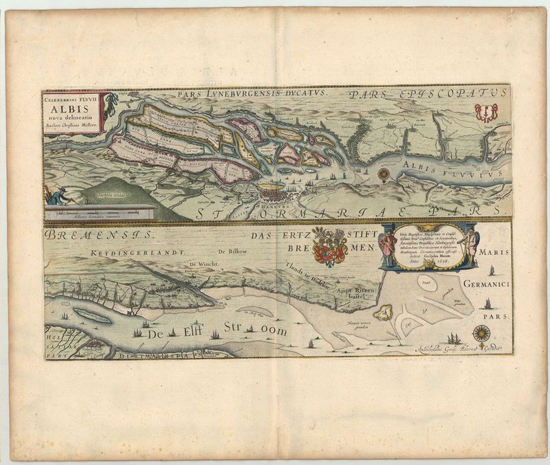Elbemündung im Jahr 1628 von Willem Janszoon Blaeu
