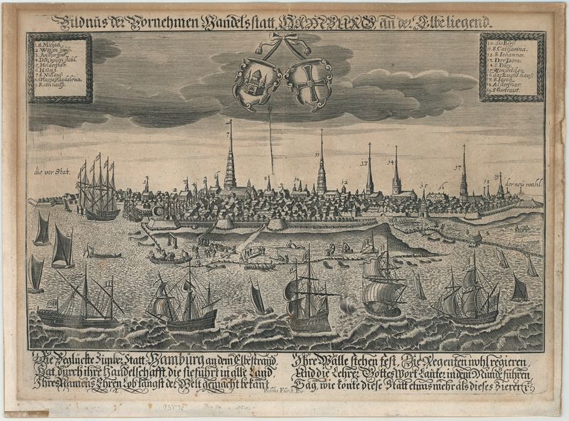 3185   Fürst, Paulus: Bildnus der Vornehmen Handelsstatt Hamburg, an der Elbe liegend  1680