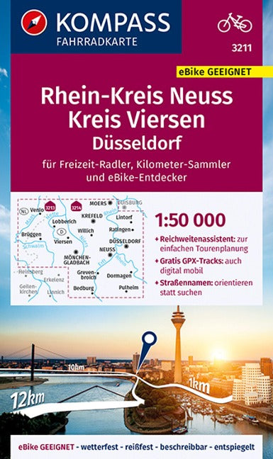 3211 Rheinkreis Neuss, Kreis Viersen 1:50.000 - KOMPASS Fahrradkarte