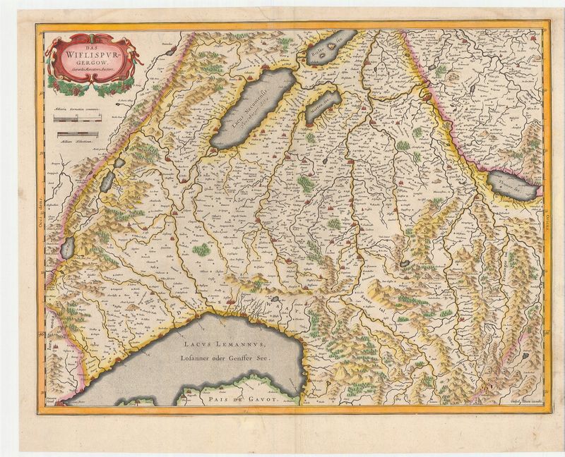 Schweiz im Jahr 1635 von Gerard Mercator und Willem Janszoon Blaeu
