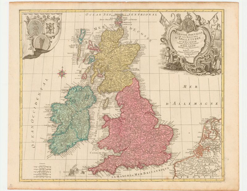 3234   Lotter, Tobias Conrad : La Grande Bretagne ou les Poyaumes d´Agleterre et d´Ecosse commeaussi le Royaume d´Irlande. 1760
