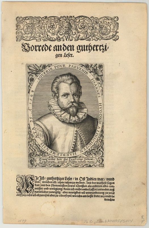 Portrait von Jan Huyghen van Linschoten im Jahr 1599 von Theodore de Bry