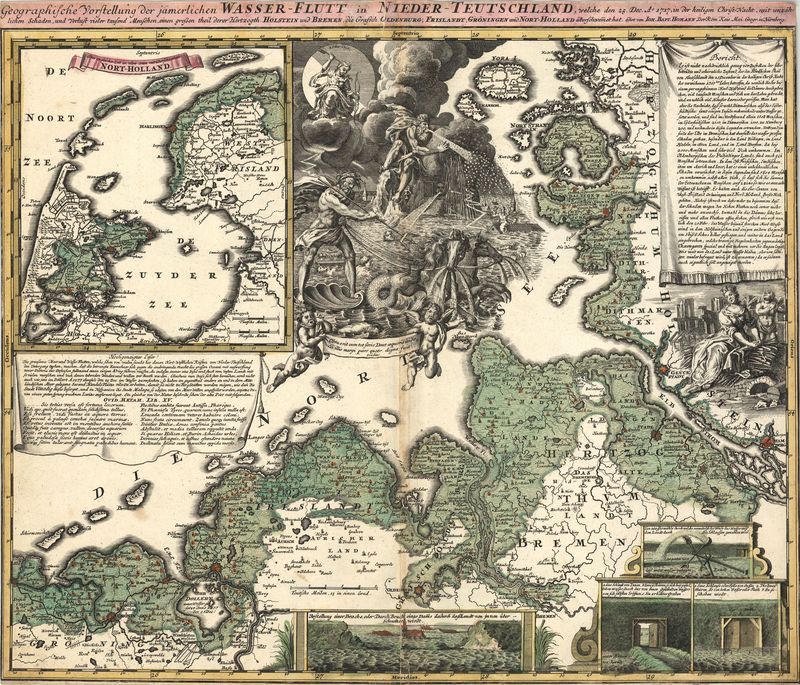 R3253   Homann, Johann Baptist : Geographische Vorstellung der jämmerlichen Wasser-Flutt in Nieder-Teutschland, 25.Dec. 1717.   1718