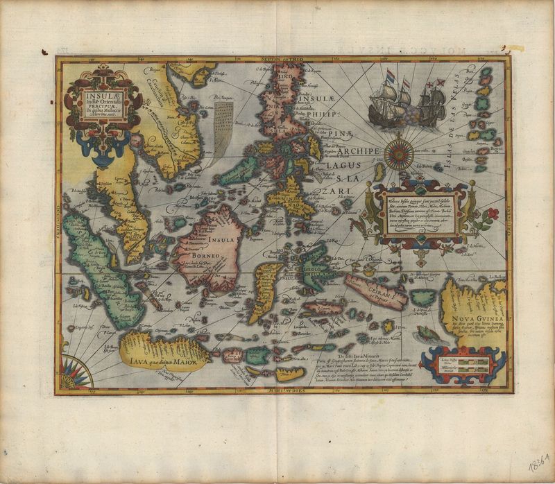 3270   Hondius, Jodocus / Mercator, Gerard: Insulae Indiae Orientalis praecipuae in quibus Moluccae celeberrimae sunt. 1606