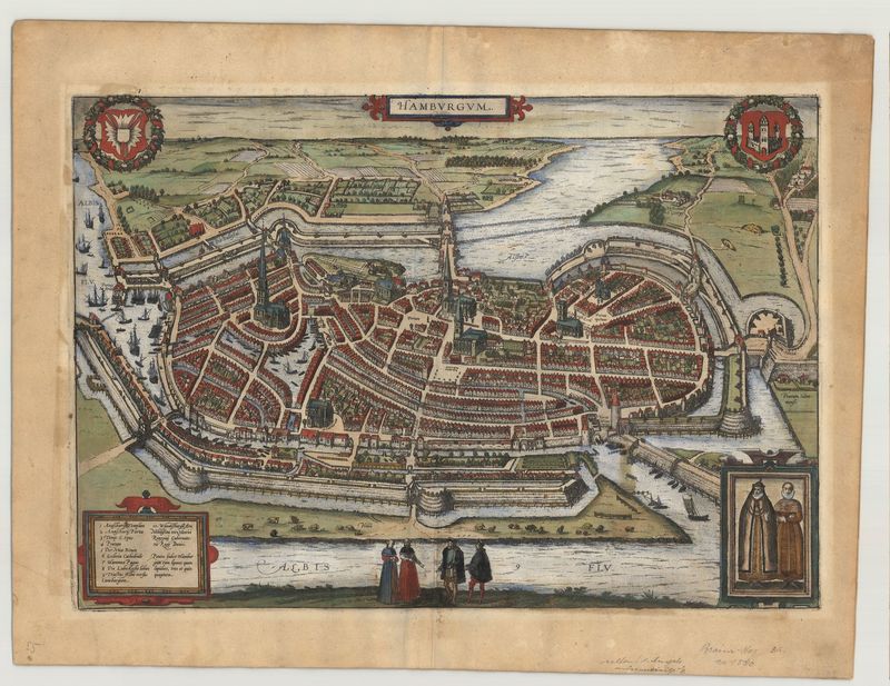 Hamburg um das Jahr 1580 von Georg Braun & Frans Hogenberg