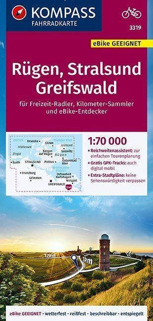 3319 Rügen, Stralsund, Greifswald 1:70.000 - KOMPASS Fahrradkarte