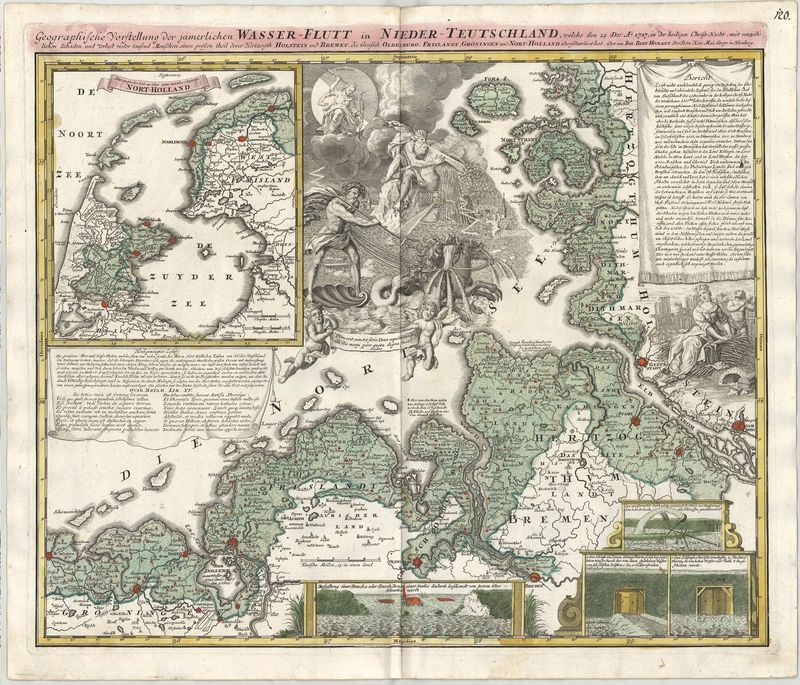R3347   Homann, Johann Baptist : Geographische Vorstellung der jämmerlichen Wasser-Flutt in Nieder-Teutschland, 25.Dec. 1717.   vor 1729