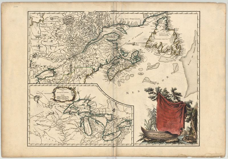 3355   Robert de Vaugondy : Partie de l´Amerique Septent? qui comprend La Nouvelle France ou le Canada  1755