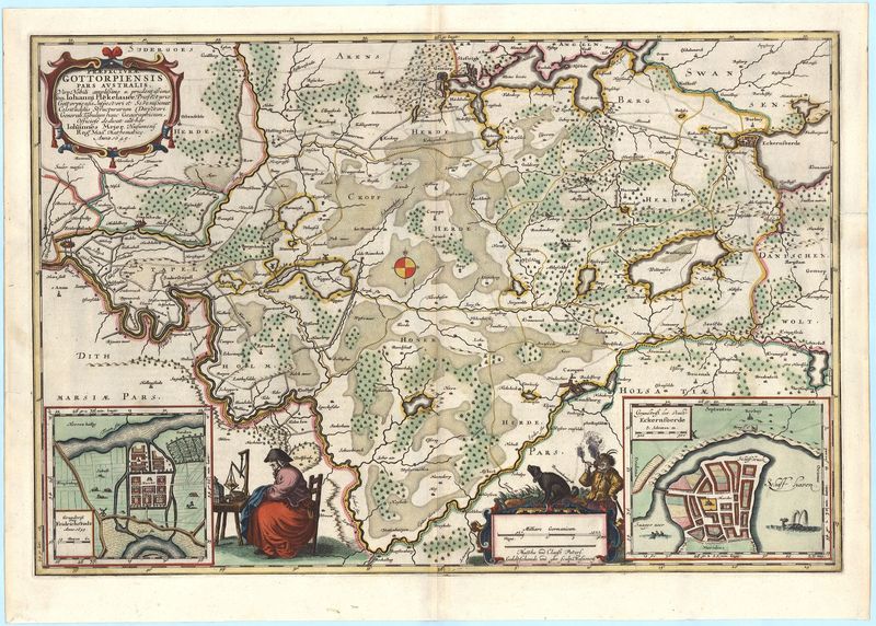 3412   Blaeu, Joan / Mejer, Johannes: Praefecturae Gottorpiensis pars Australis.  1662                                                                        1:98.000                                                                            Johannes Meje