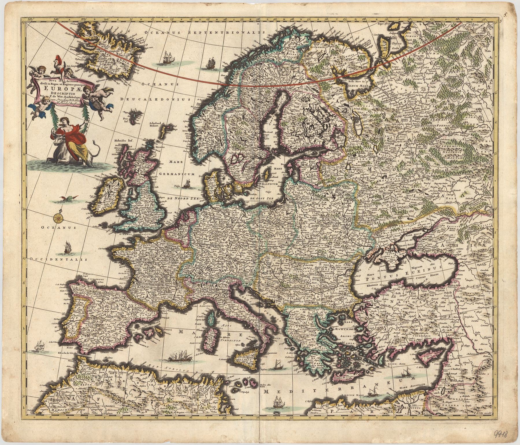 Welt und Kontinente (Kartenset)  um das Jahr 1670 von Frederick de Wit