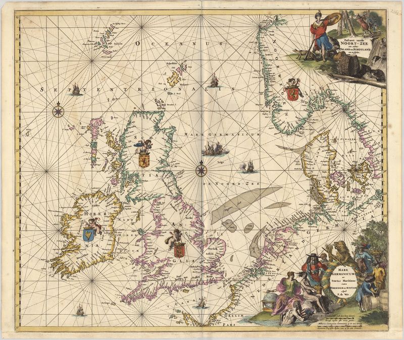 Seekarte der Nordsee um das Jahr 1675 von Frederick de Wit