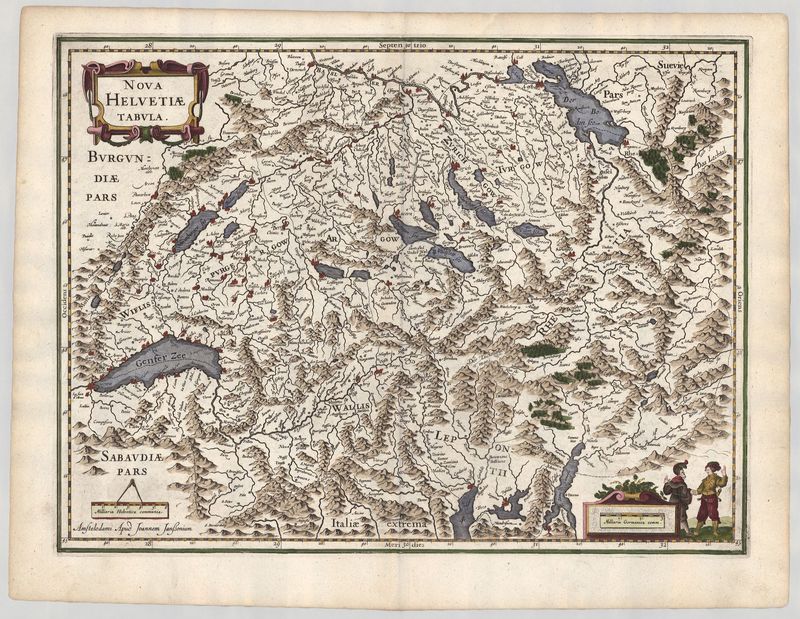 Schweiz um das Jahr 1640 von Johannes Janssonius