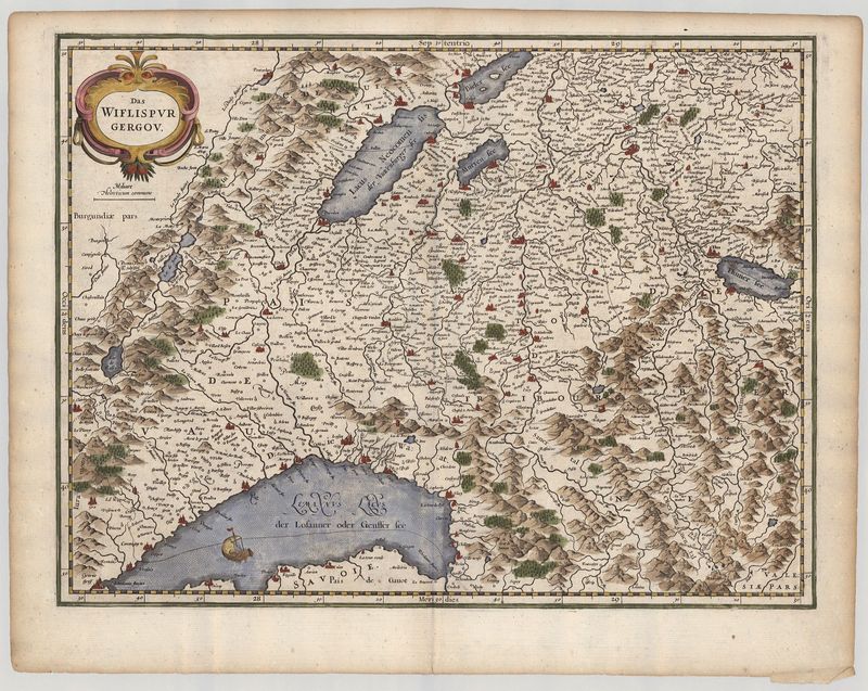 Schweiz nach 1632 von Henricus Hondius und Gerard Mercator