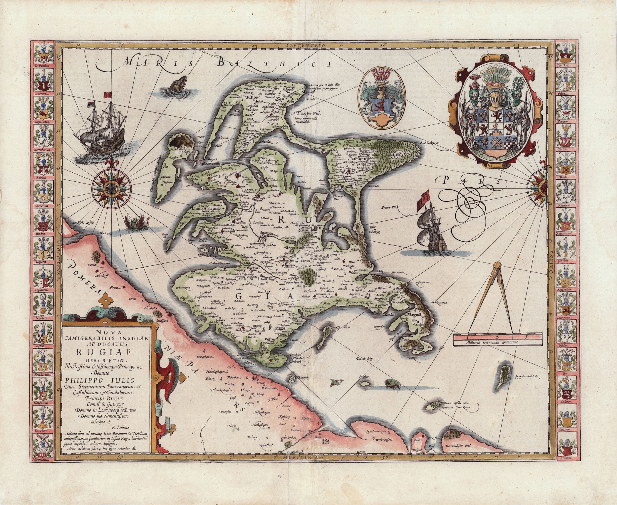 R3806  Mercator - Hondius: Nova Famigerabilis Insulae ac Ducatus Rugiae Descripto 1623