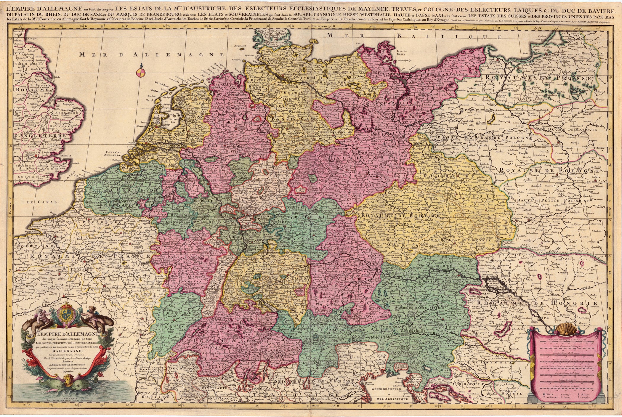 R3863  Pieter Mortier nach Sanson,Nicolas/Jaillot, A.H.: L’Empire D’Allemagne distingué suivant l’étendeue de tous les estats principautés et souverainetés ... 1692