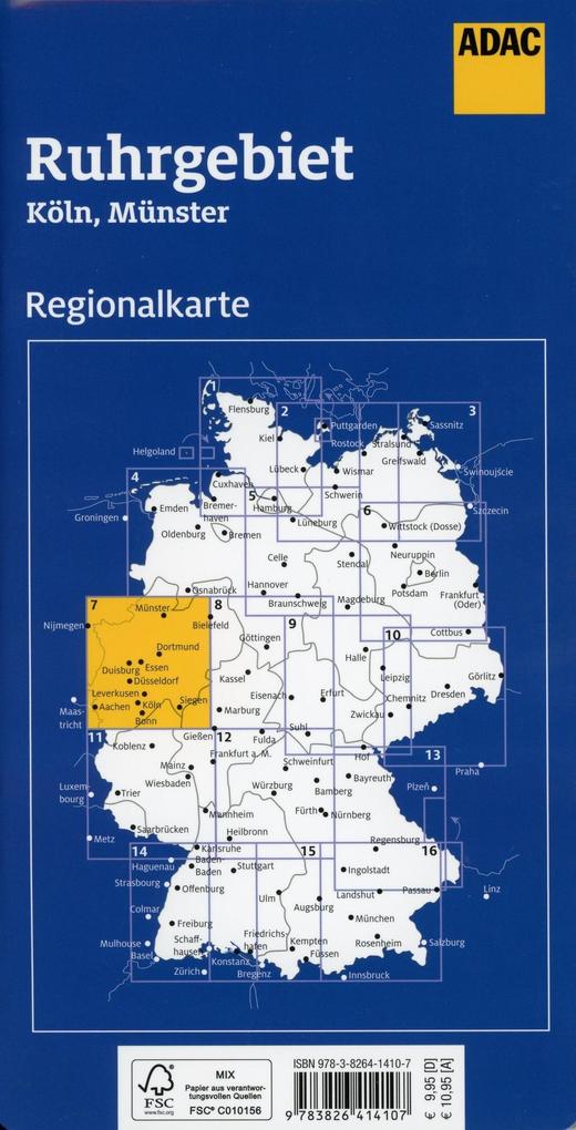 Ruhrgebiet, Köln, Münster 1:150.000 - ADAC Regionalkarte