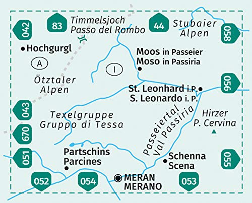 044 Passeiertal, Val Passiria 1:25000 - Kompass Wanderkarte