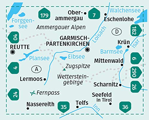 5 Wettersteingebirge, Zugspitzgebiet 1:50.0000 - Kompass Wanderkarte