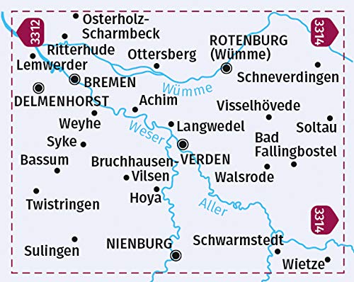 3315 Bremen, Verden, Walsrode 1:70.000 - KOMPASS Fahrradkarte