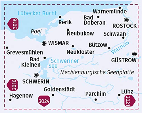 3318 Ostseeküste, Rostock, Wismar, Schwerin 1:70.000 - KOMPASS Fahrradkarte