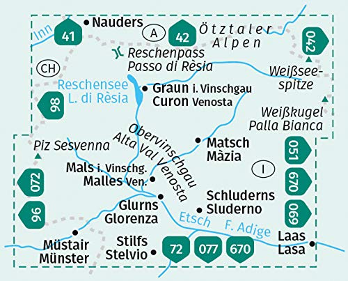 041 Obervinschgau / Alta Val Venosta 1:25.000 - Kompass Wanderkarte