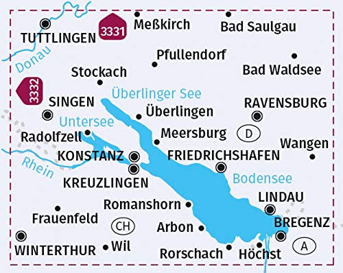 3333 Bodensee 1:70.000 - KOMPASS Fahrradkarte