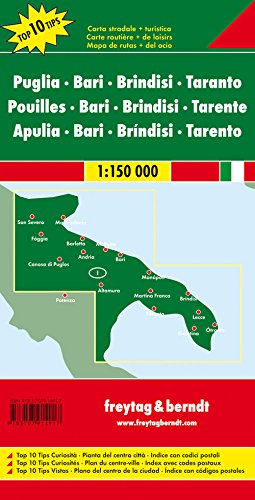 Apulien - Bari - Brindisi - Taranto, Top 10 Tips, Autokarte - 1:150.000