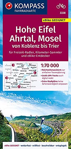 3338 Hohe Eifel, Ahrtal, Mosel, von Koblenz bis Trier 1:70.000 - KOMPASS Fahrradkarte