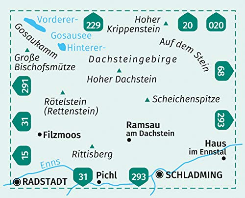031 Der Dachstein, Ramsau, Filzmoos 1:25.000 - Kompass Wanderkarte
