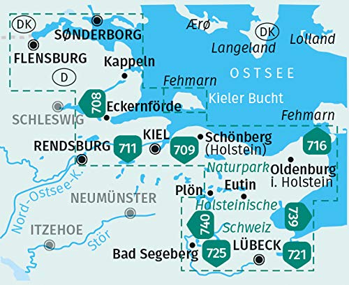 724 Ostseeküste Lübeck-Dänemark 1:50.000 - Kompass Wanderkartenset