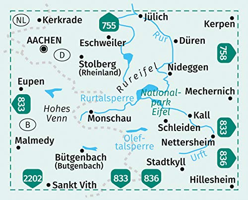 757 Aachen, Düren 1:50.000 - Kompass Wanderkarte