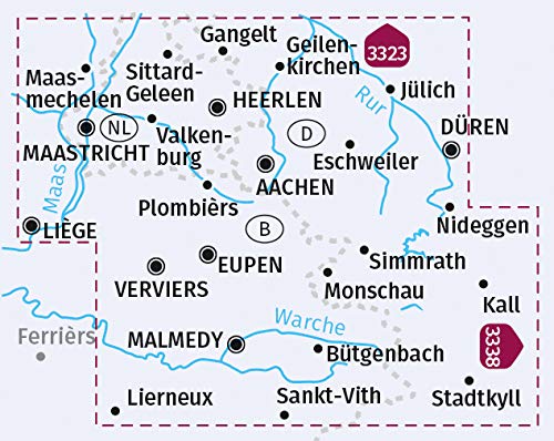 3324 Aachen, Dreiländereck, Eifel, Hohes Venn 1:70.000 - KOMPASS Fahrradkarte