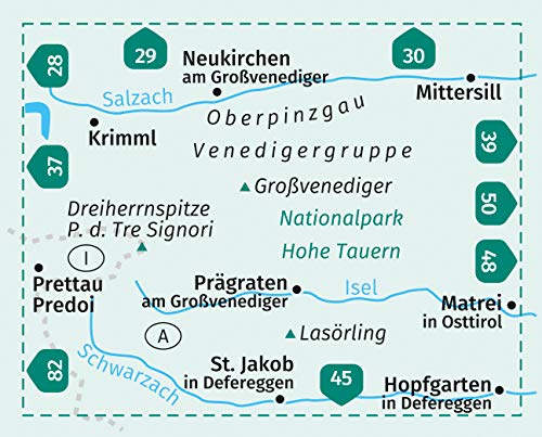 38 Venedigergruppe, Oberpinzgau 1:50.000 - Kompass Wanderkarte