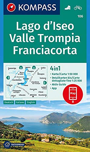 106 Lago d'Iseo, Valle Trompia, Franciacorta 1:50.000 - Kompass Wanderkarte