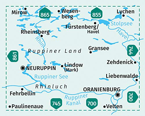 743 Rheinsberger Seengebiet, Ruppiner Seenland 1:50.000 - Kompass Wanderkarte