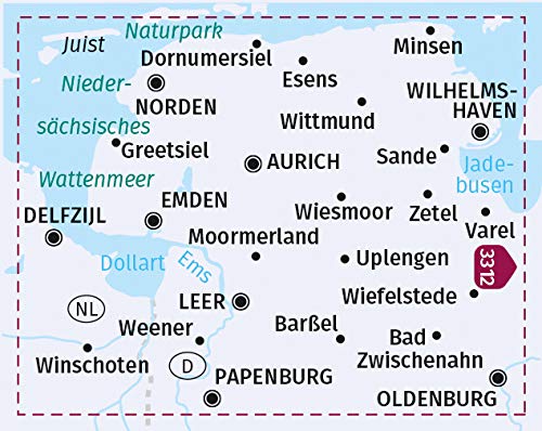 3322 Ostfriesland mit allen Ostfriesischen Inseln 1:70.000 - KOMPASS Fahrradkarte