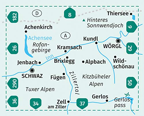 28 Vorderes Zillertal, Achensee, Alpbachtal, Wildschönau 1:50.000 - Kompass Wanderkarte